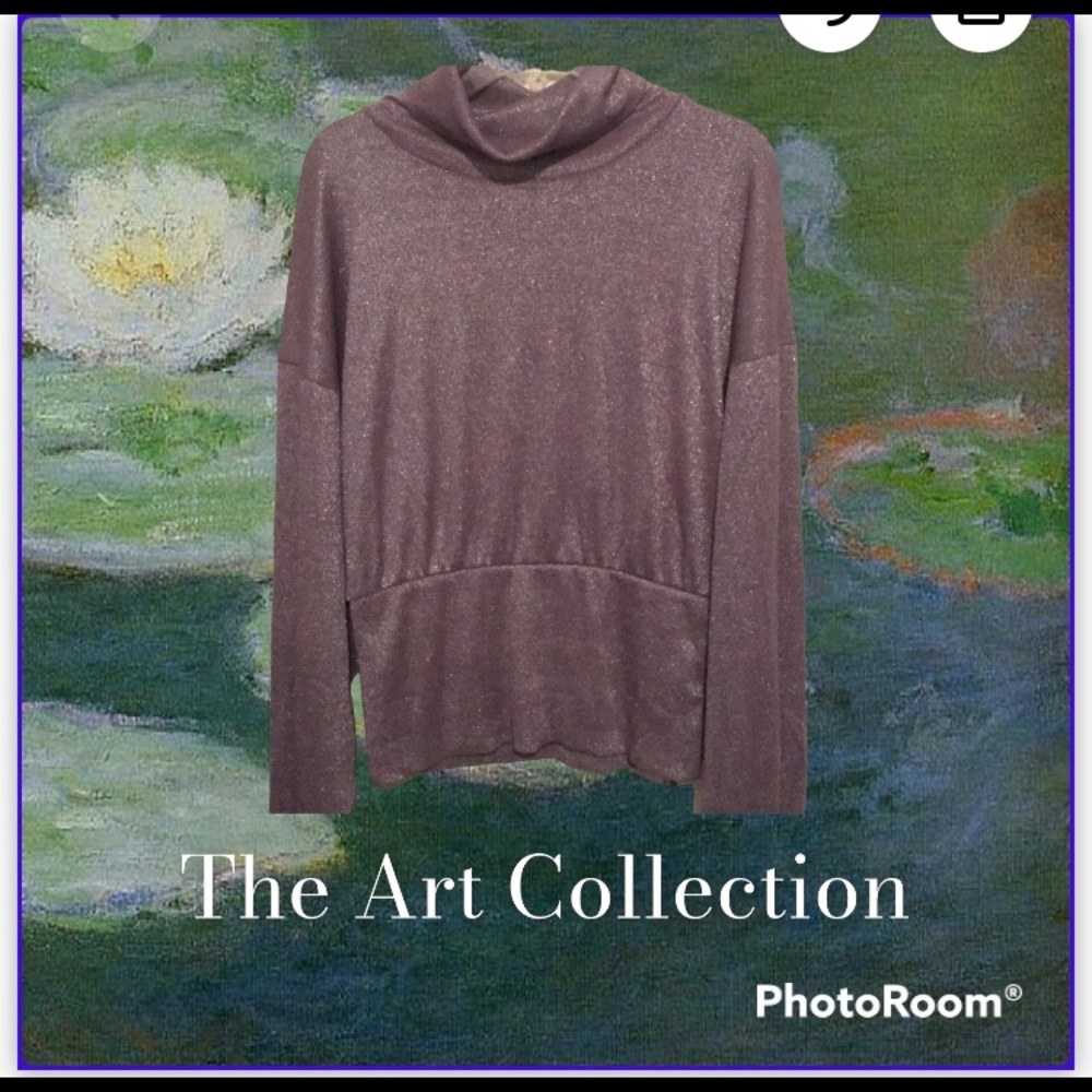 FREE PEOPLE TURTLENECK TOP MEDIUM PURPLE SILVER